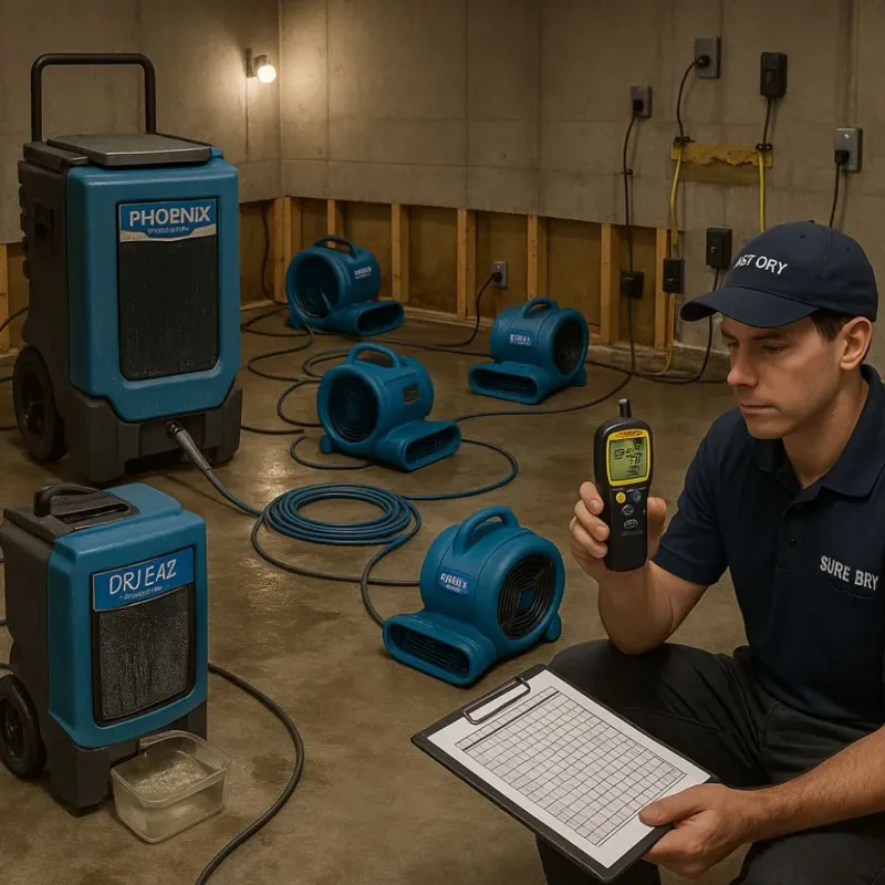 Structural Drying and Dehumidification process in Centereach, NY